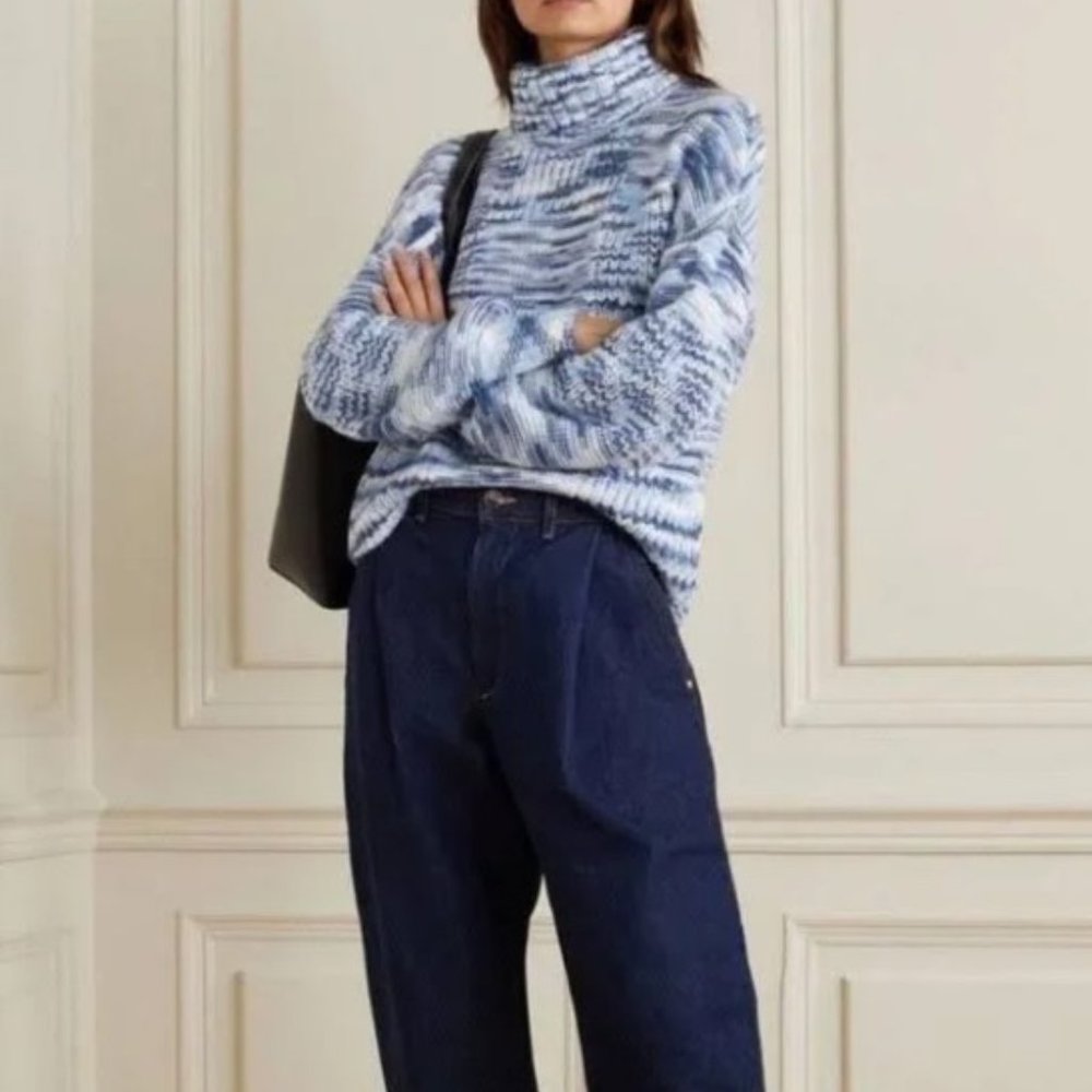 STAUD   Benny Intarsia-knit Turtleneck Sweater In Blue - Picture 3 of 12